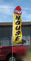 15 feet tall open house feather swooper flag w/pole 