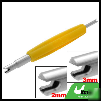 2-way double-ended valve core remover tool yellow