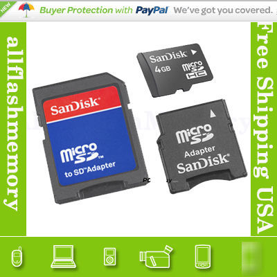 Sandisk 4GB micro sd sdhc mini memory card & adapter 4G