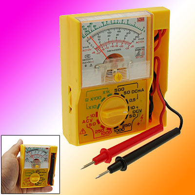 Yellow pocket size electrical dc ac db ohm multitester
