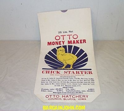 Paper feed sack chick starter chicken advertising