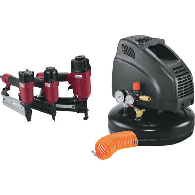 Air compressor + 3 nail guns tool kit set 4 gal 1.5HP