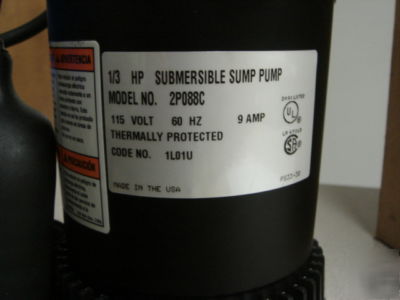 Teel 1/3HP sump pump by dayton electrical mfg.