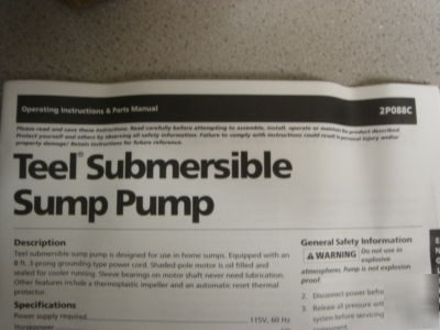 Teel 1/3HP sump pump by dayton electrical mfg.