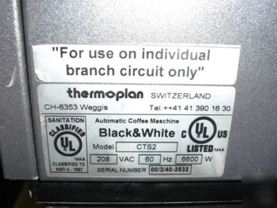 Thermoplan black & white cts - 2 same as starbucks
