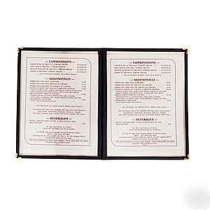 New menu cover double - black binding see-thru plastic 