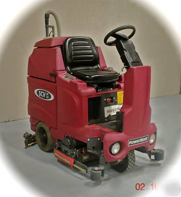 Powerboss SCV32 battery powered rider scrubber tennant